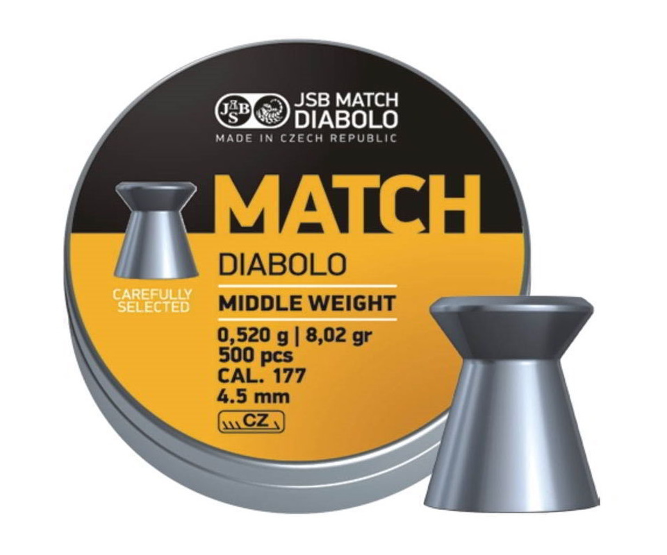 Пули JSB Yellow Match Diabolo Middle 4,5 мм, 0,52 г (500 штук) #1