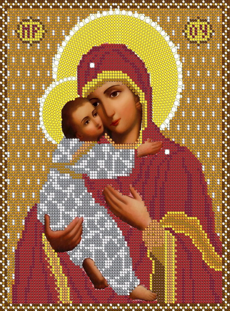 Набор для вышивания "Светлица" чешский бисер, икона "Пресвятая Богородица Владимирская", 19х24 см  #1