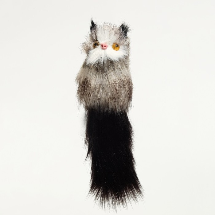 Игрушка для кошек "Кот-дружок", искусственный мех, корпус 7 см, бело-коричневая/чёрная, 2 штуки  #1