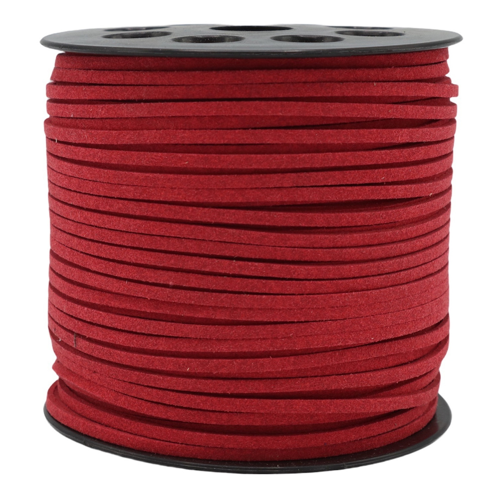 Шнур замшевый (для рукоделия) 2.3х1 мм 80 метров цвет: красный  #1