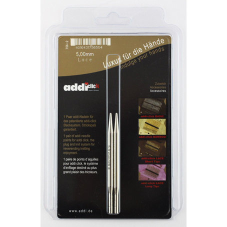 Дополнительные спицы для вязания Addi с удлиненным кончиком к addiClick LACE SHORT, латунь, 5 мм, арт.756-7/5-000 #1