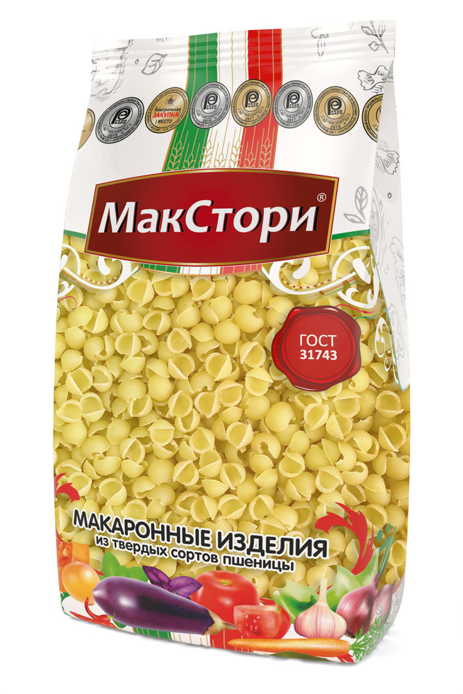 Макароны мелкие МакСтори из твердых сортов пшеницы, форма ракушки, 400 гр, 8 шт  #1