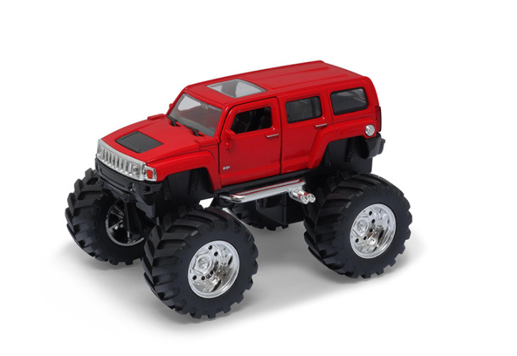 Игрушка модель металлической машины 1:34-39 Hummer H3 (Хаммер) Big Wheel Monster, цвет: красный, Welly #1