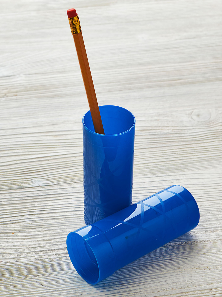 Пенал-тубус школьный пластиковый для кистей и карандашей синий  #1