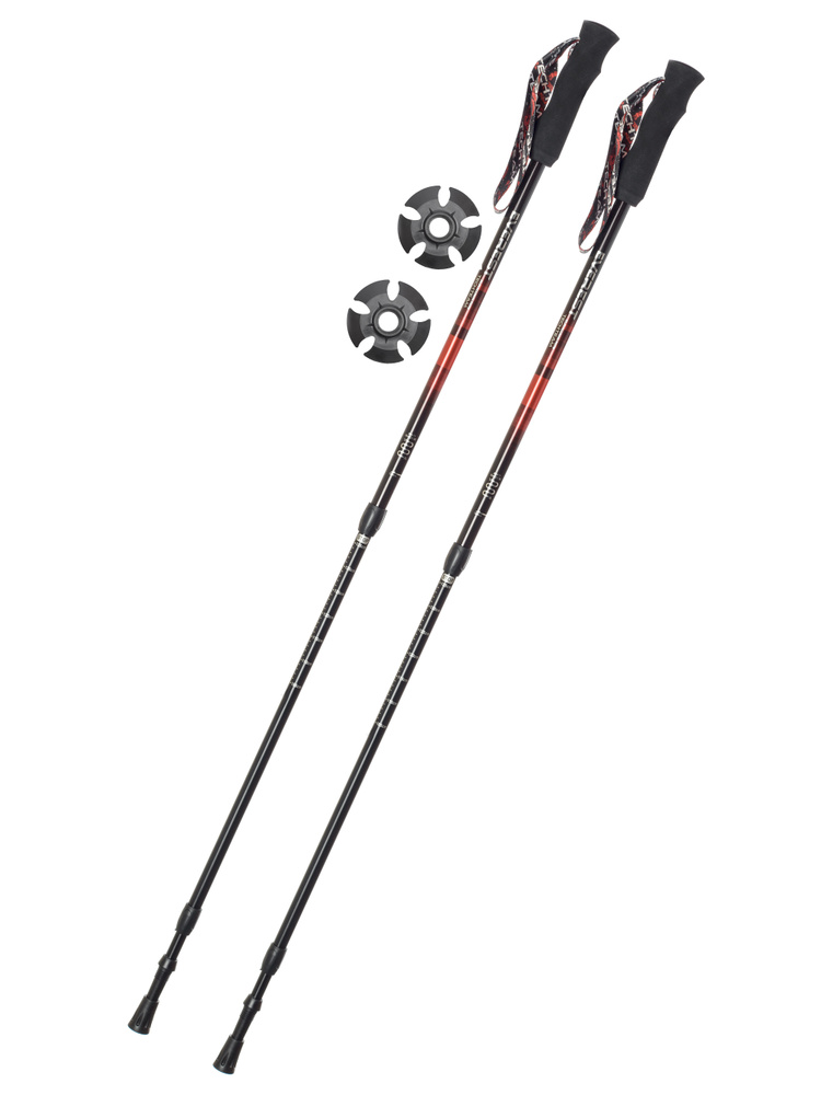 Палки для скандинавской ходьбы треккинговые Tech Team Everest Red 105-135 см., трехсекционные телескопические #1