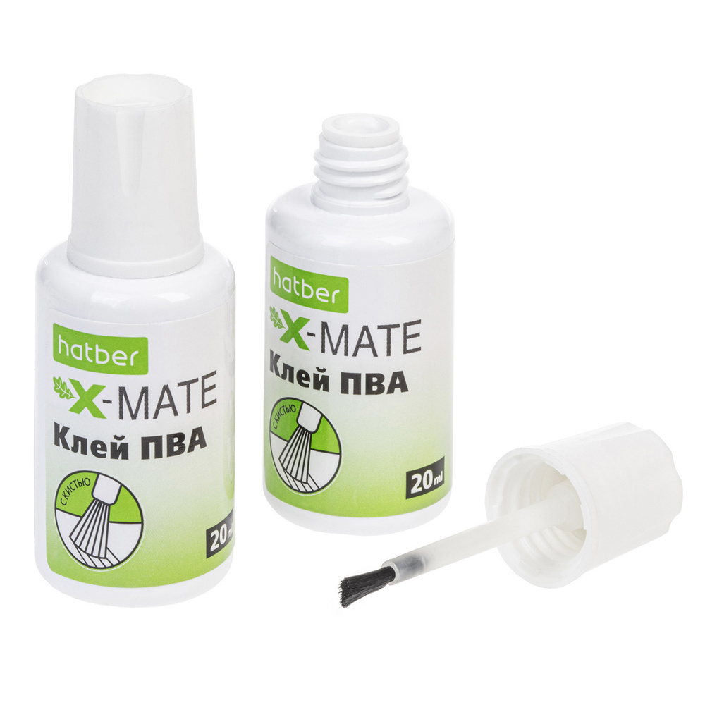 Клей ПВА с кисточкой Hatber X-Mate 20ml #1