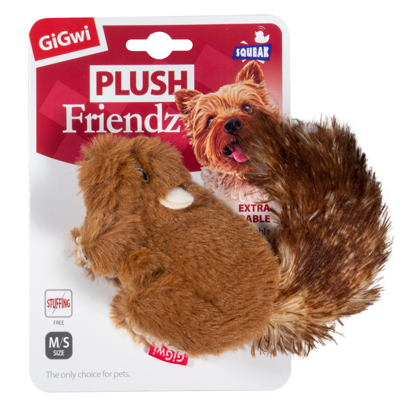 Gigwi игрушка для собак Белка с пищалкой 16см, серия PLUSH FRIENDZ  #1