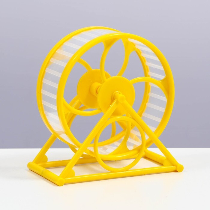 Колесо на подставке для грызунов, диаметр колеса 12,5 см, 14 х 3 х 9 см, желтое  #1