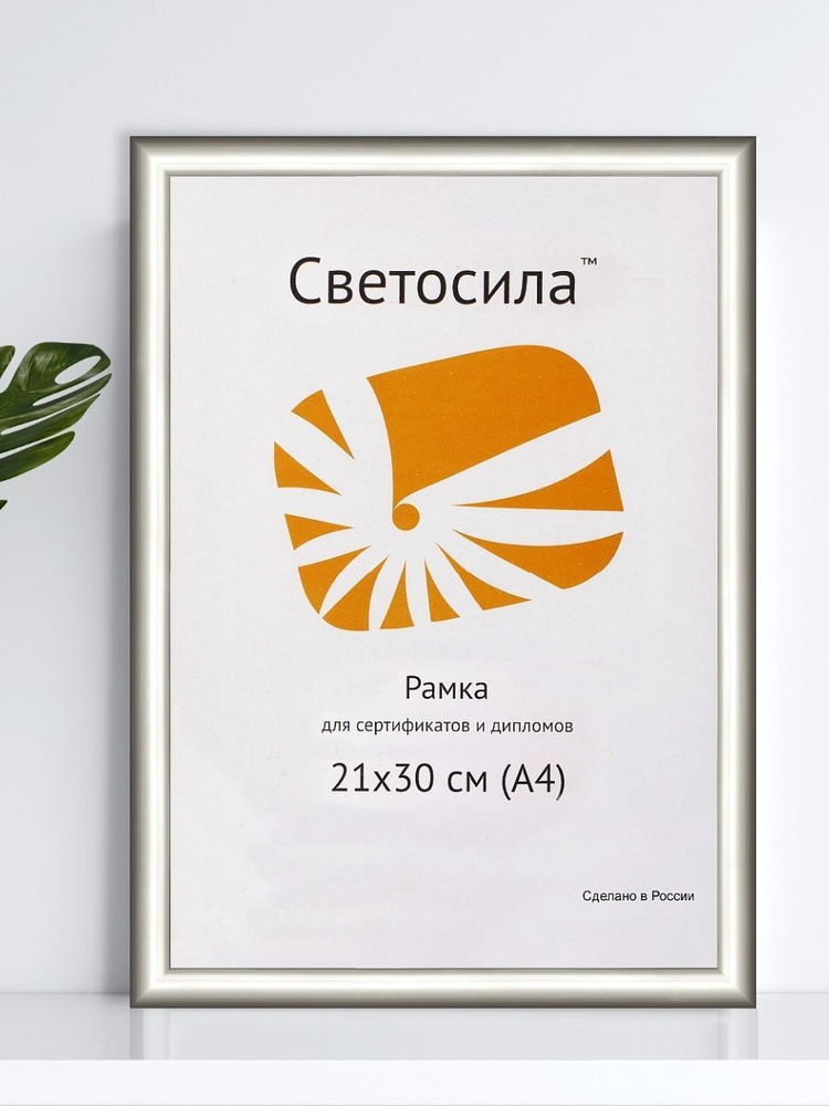 Фоторамка Светосила 21x30 (А4), цвет серебро, для диплома, сертификата, фото, 112-A4  #1
