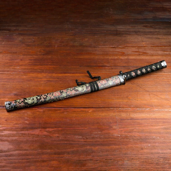 Сувенирное оружие "Катана", чёрные ножны с узорами в виде дракона, 70 см  #1