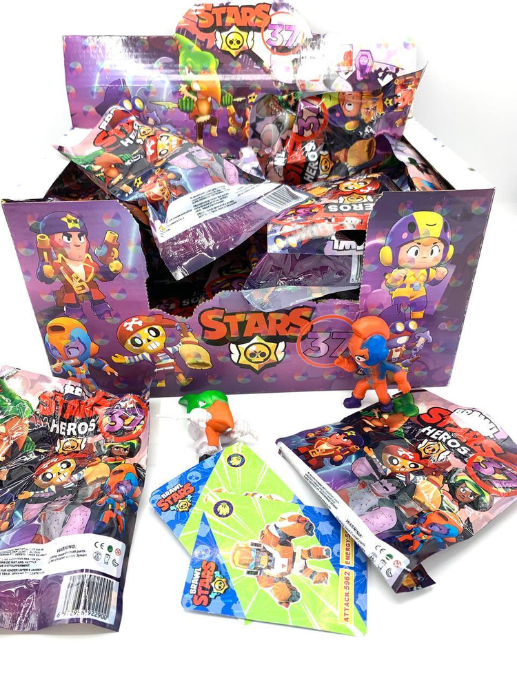 Бравл Старс в пакетиках 24шт. из игры Brawl Stars фигурки с карточками ...