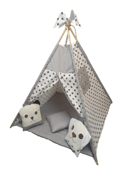 Детский Вигвам LuBaby мишка и зайчик, палатка детская игровая, домик для детей с пледом 120*120, декоративными #1