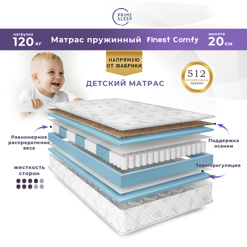 PRIME SLEEP Матрас Finest Comfy, Независимые пружины, 80х180 см #1