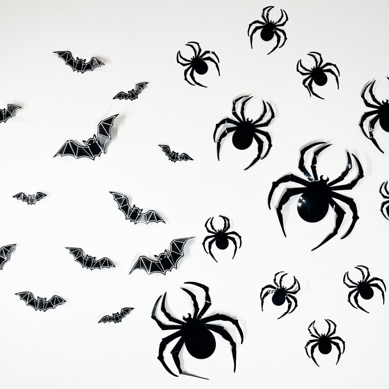Набор декораций "Летучие мыши и пауки" на Хэллоуин: 24 штуки (флуоресцентные)  #1