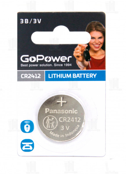GoPower Батарейка CR2412, Литиевый тип, 3 В, 1 шт #1