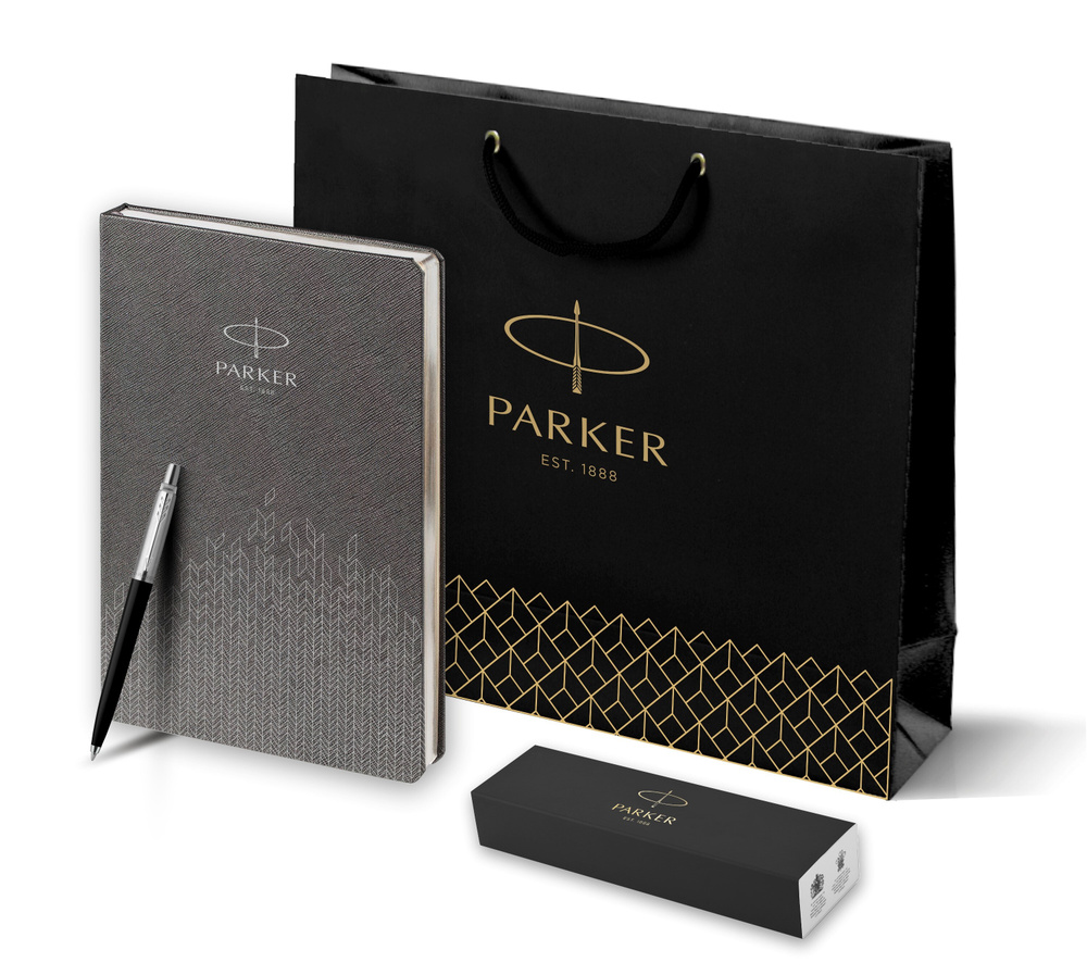 Подарочный набор: шариковая ручка Parker Jotter K60, цвет: Black и ежедневник недатированный, серый  #1