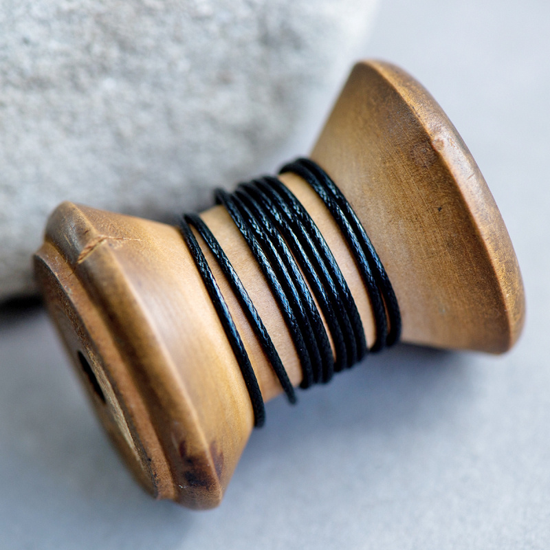 Шнур вощеный 1 мм 20 метров для шитья / рукоделия / браслетов, цвет черный  #1