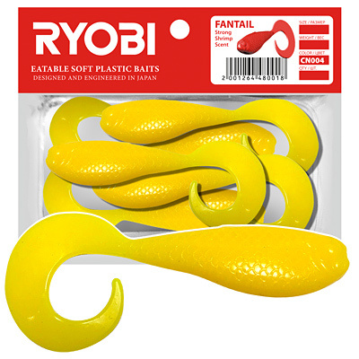 Мягкая силиконовая приманка риппер-твистер Ryobi FANTAIL (62mm), CN004 (sweet melon), ( упк. 5 шт.)  #1