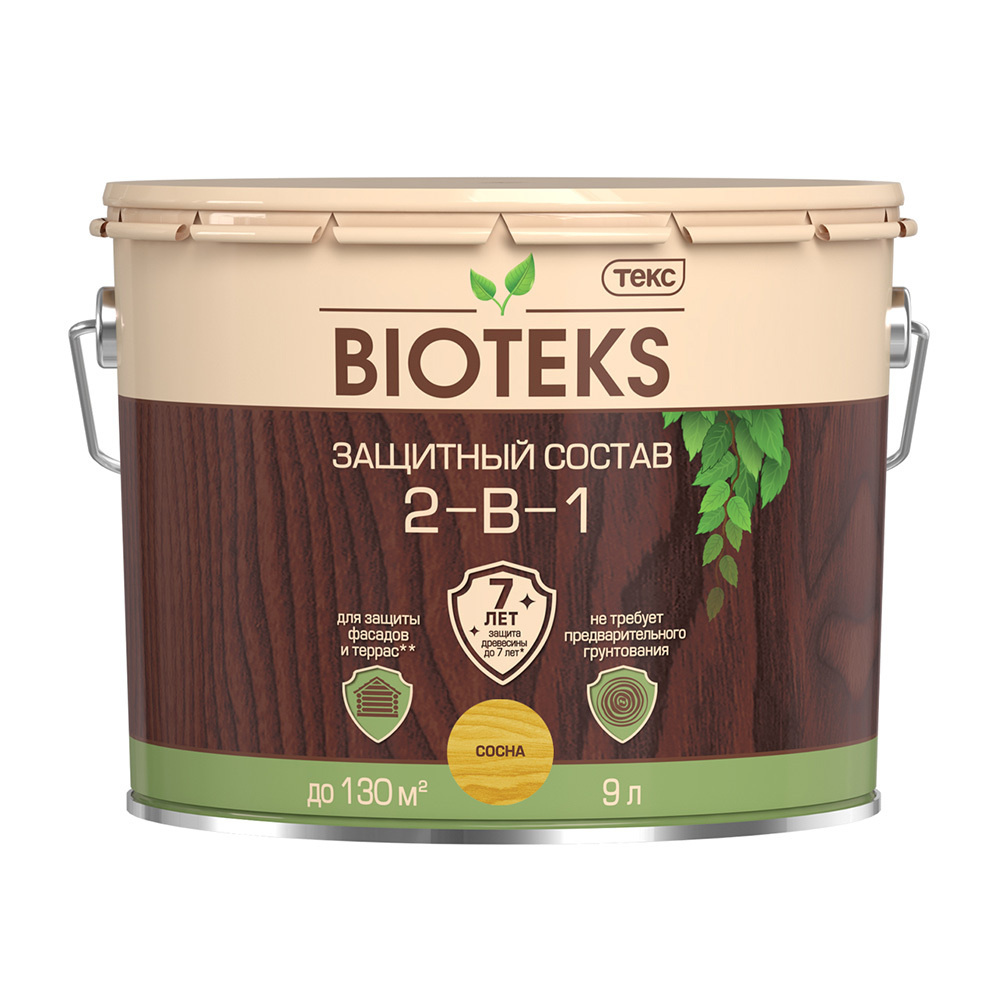 Антисептик Текс Bioteks 2-в-1 декоративный для дерева сосна 9 л  #1