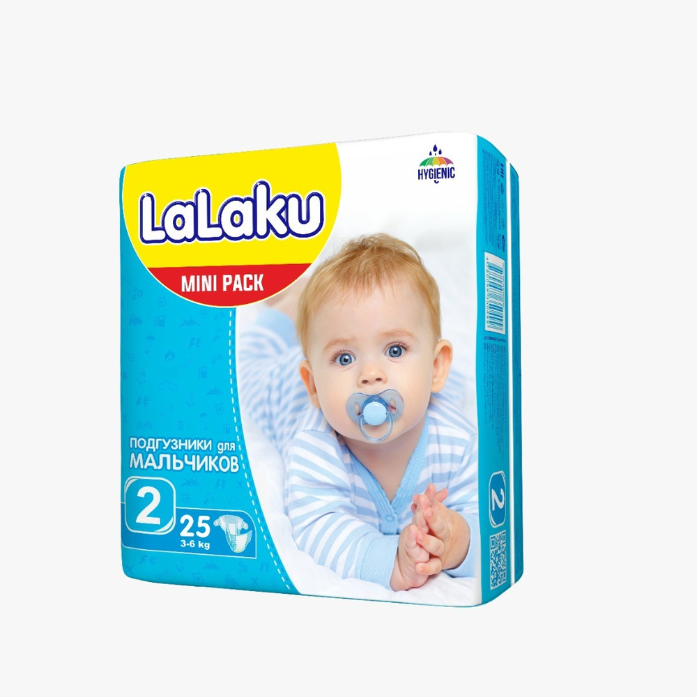 Подгузники детские LaLaKu МАЛЬЧИКАМ (MINI PACK) 2-(3-6 кг)-25 шт на липучках подгузники одноразовые  #1