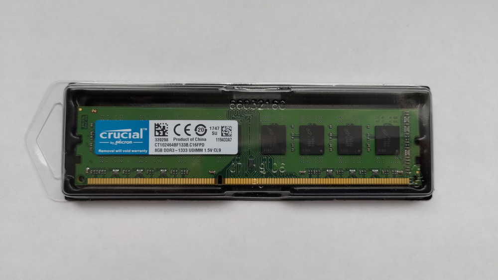 Crucial Оперативная память DDR3 8 ГБ 1333 MHz DIMM PC3-10600U 1x8 ГБ (CT102464BF133Bp)  #1