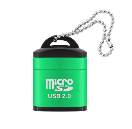 Картридер mini, устройство для чтения карт памяти microSD, USB 2.0, адаптер, переходник, зеленый  #1