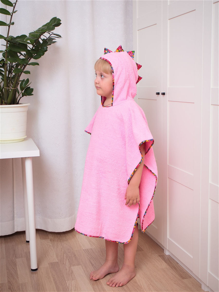 Пончо детское полотенце с капюшоном "Динозавр" 110 см*72 см  #1