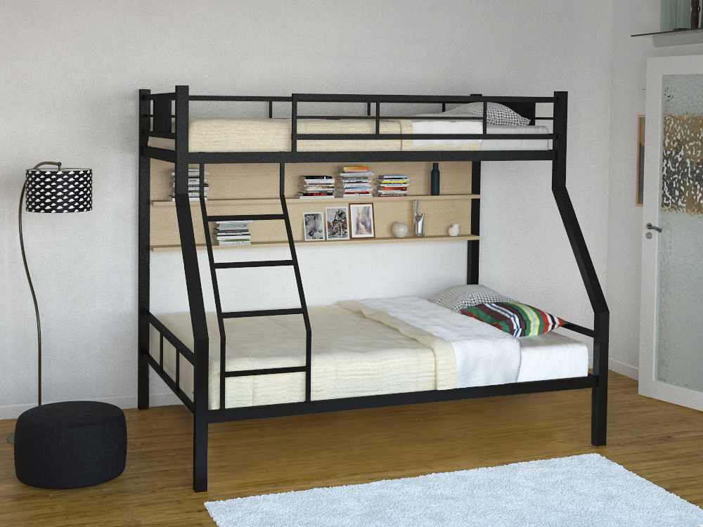 Двухъярусная кровать, 199х126х156 см, черный #1