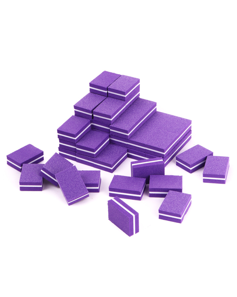 Мини-бафы для ногтей фиолетовые 50 штук / мини баф двусторонний полировочный для маникюра и педикюра #1