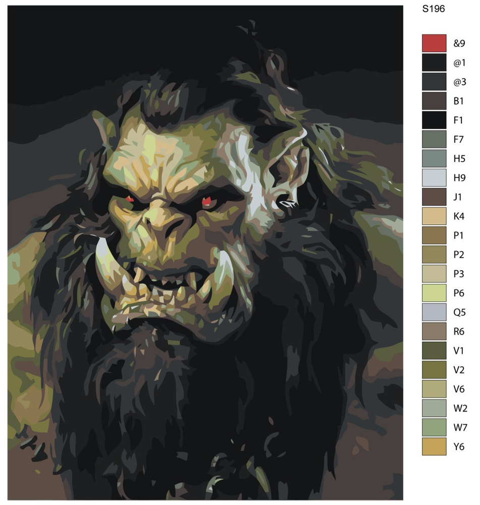 Картина по номерам S196 "Игра World of Warcraft (Ворд оф Варкрафт). Орк" 40x50  #1