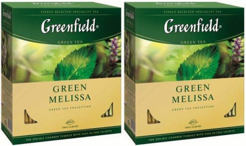 Чай зеленый Greenfield Green Melissa в пакетиках 1,5 г х 100 шт в упаковке, комплект: 2 упаковки по 150 #1