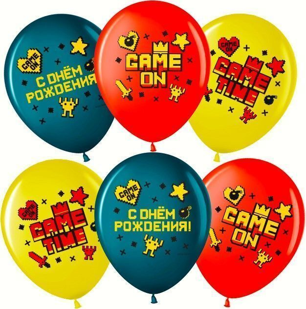 Воздушный шар, шарики (12''/30 см) Game Time, С Днем Рождения!, Ассорти, пастель, 2 ст, 25 шт. набор #1