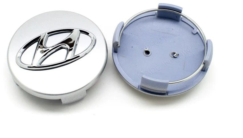Колпачки заглушки на литые диски для Хендай / Хундай 61/58 Silver 1 шт.  #1