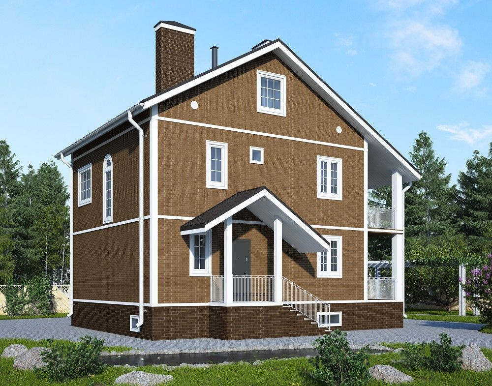 (165м2, 11х9м) Готовый проект трехэтажного дома из газобетона с котельной и террасой - AS-1583  #1