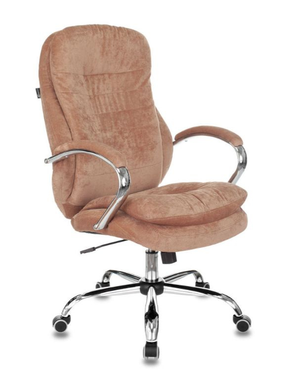 Кресло руководителя Бюрократ T-9950SL / Fabric / VELV90 цвет светло-коричневый, крестовина металл хромированный #1