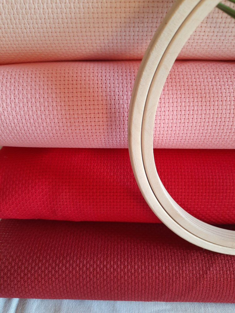 Канва для вышивки Aida №14, цвет: бордовый 19 х 30 см. K04, основа для рукоделия, 2 шт  #1
