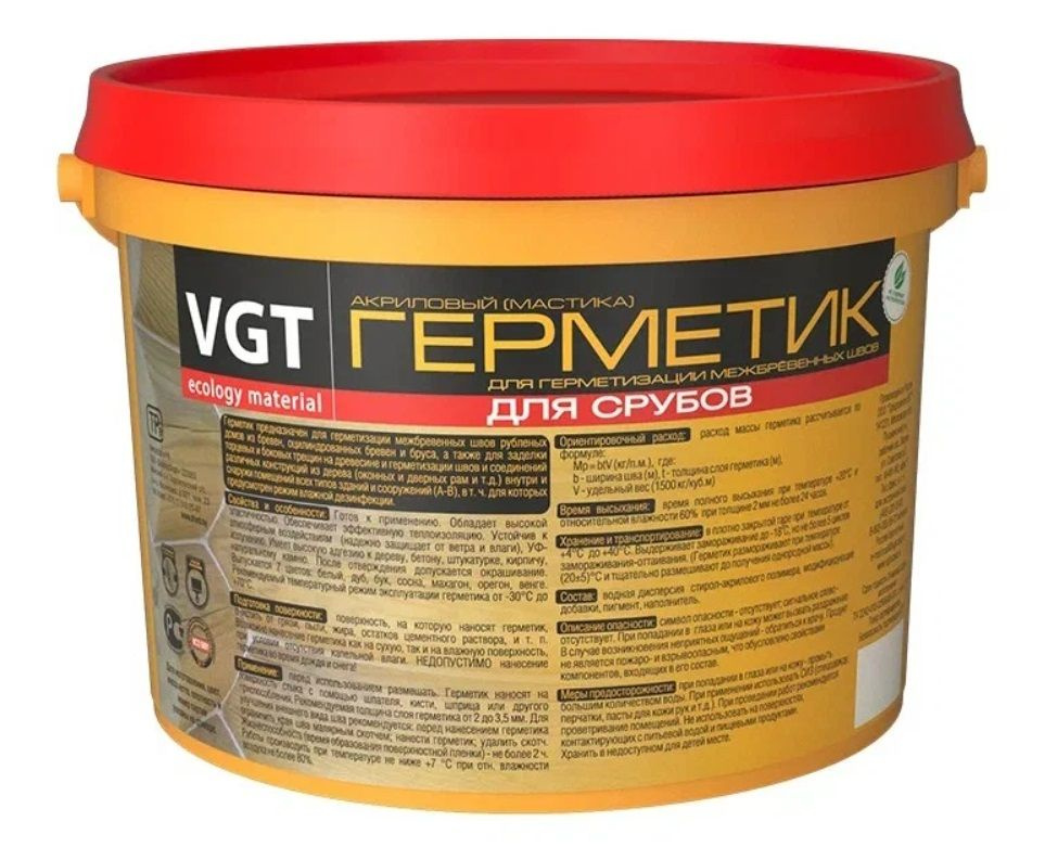 Герметик VGT для срубов, для межбревенных швов, акриловый сосна 7 кг.  #1