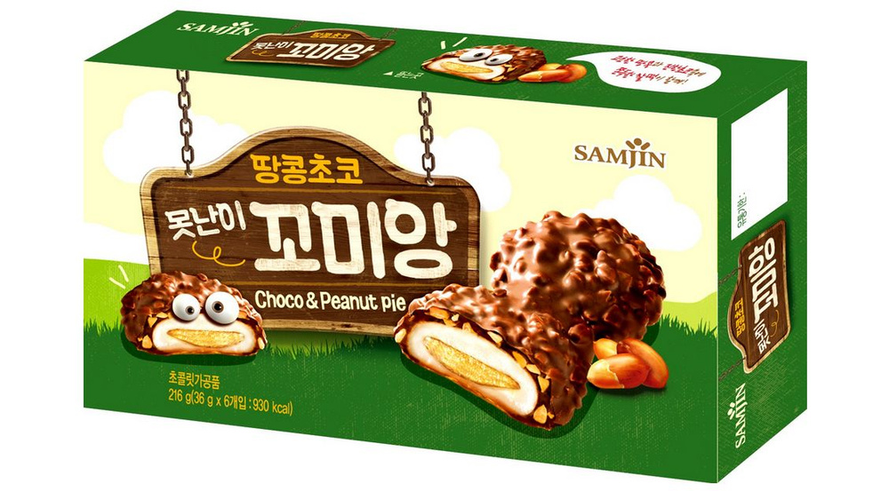Choco & Peanut Pie Шоколадное моти Komiang с ореховой начинкой 36г*6шт  #1