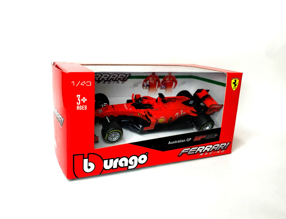 Металлическая коллекционная модель "Burago" болида Формулы-1 "Феррари" (Ferrari SF90) №16(пилот Шарль #1