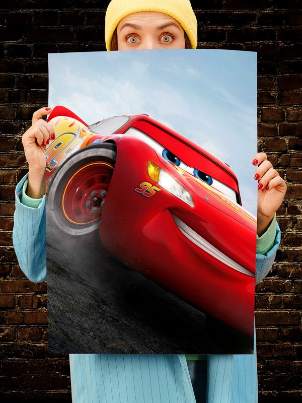 Постер интерьерный Тачки 2, 70х46 см. Матовый яркий. Молния маквин The Cars  #1