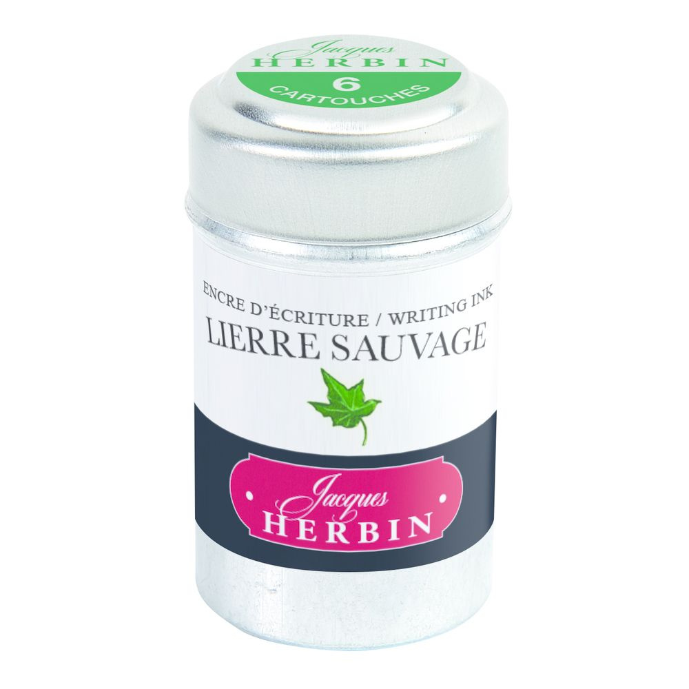 Картриджи для перьевой ручки Herbin, Lierre sauvage Дикий плющ, 6 шт, международный формат, короткие #1