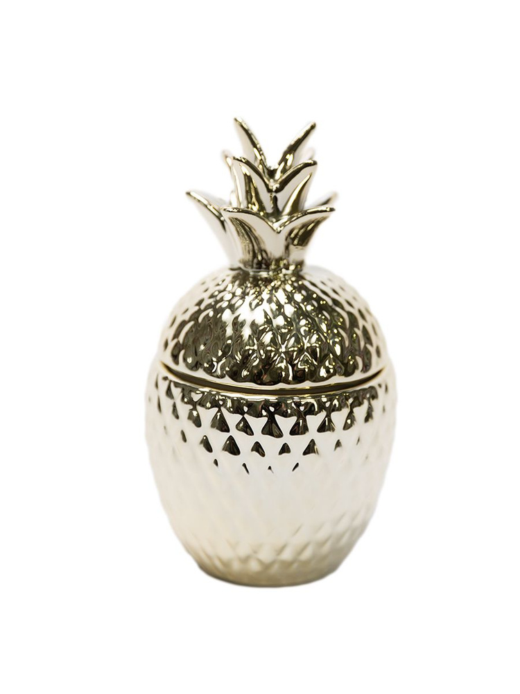 Шкатулка керамическая в форме ананаса для украшений 8х8х15 см золотой  #1