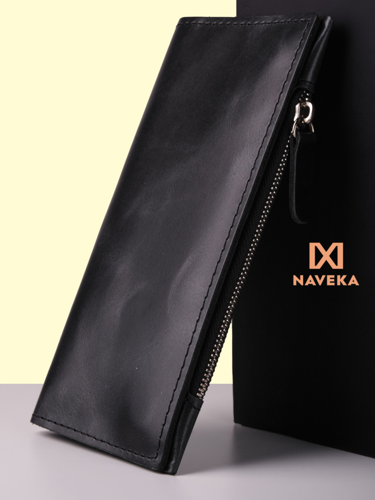 Кошелек женский NAVEKA, кошелек из натуральной кожи "Монтана", черный, 18х9,5х1 см  #1