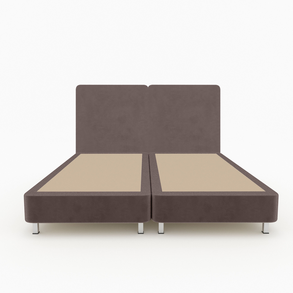 Двуспальная кровать ФОКУС- мебельная фабрика BOX SPRING с Изголовьем 181х207х30 см коричневый велюр (кровать #1