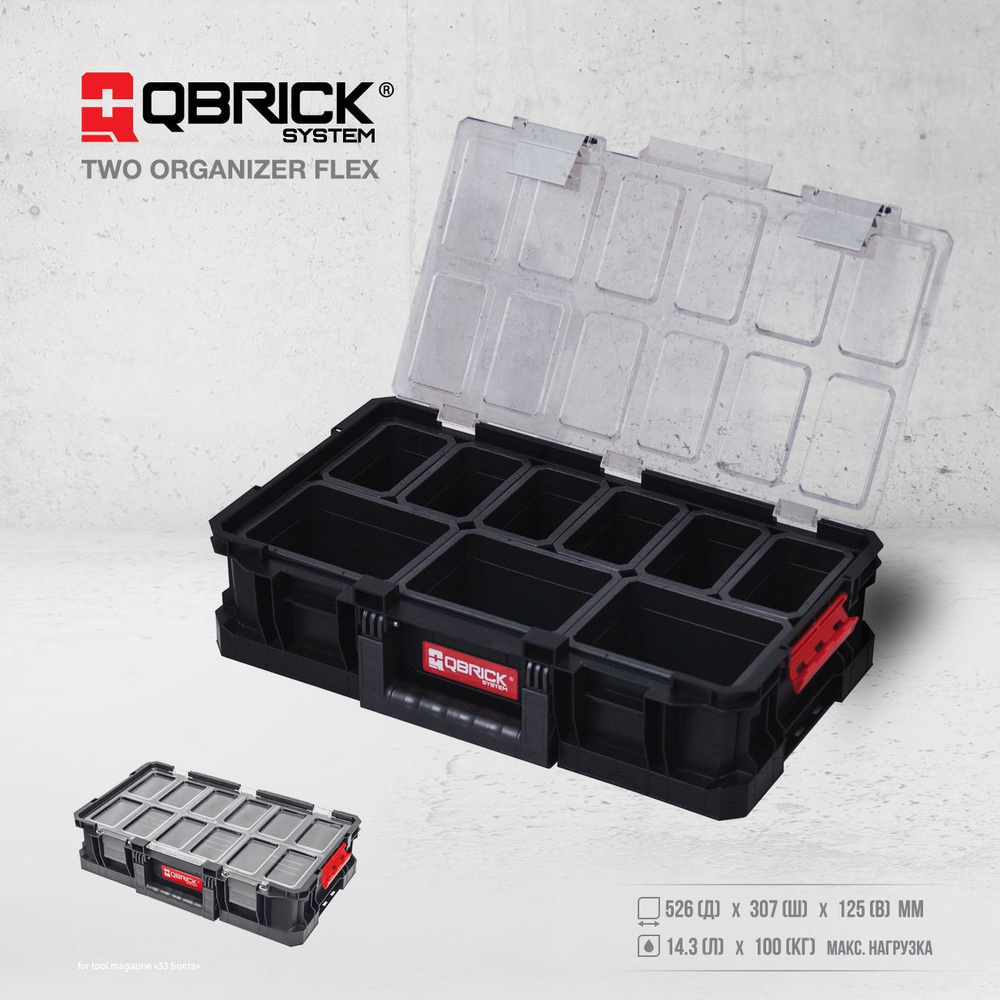 Ящик для инструментов QBRICK SYSTEM TWO ORGANIZER FLEX 526x307x125 мм #1