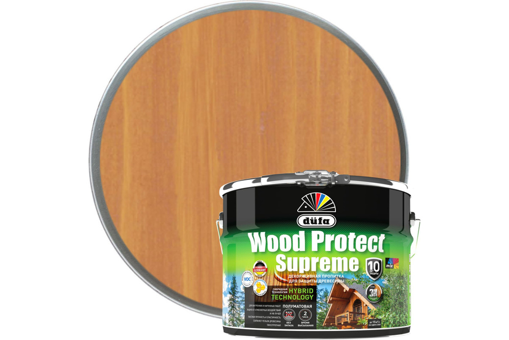 Пропитка декоративная для защиты древесины Dufa Wood Protect Supreme сибирская лиственница 9 л  #1