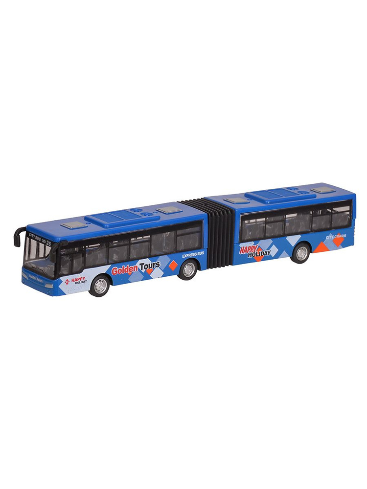 Модель машины Автобус с гармошкой (22см) инерция, синий #1