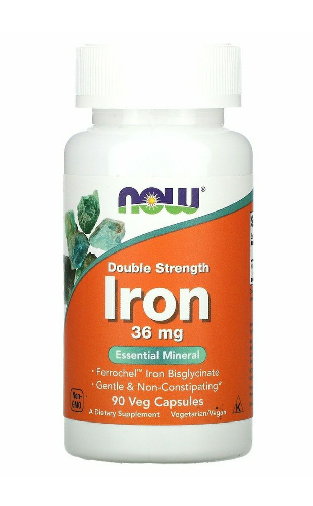 Now Iron Double Strength 36 mg, Железо Двойной концентрации - 90 капсул  #1