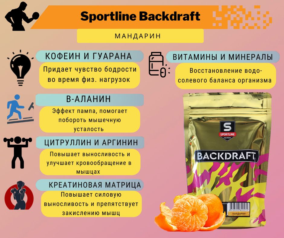 Предтренировочный комплекс SportLine Backdraft (Мандарин) 300g #1