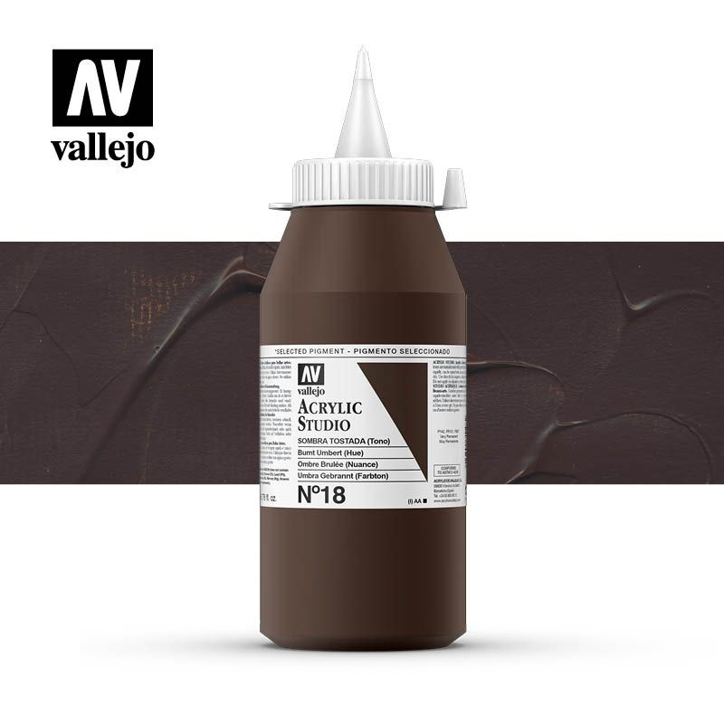 Vallejo Акрил "Studio" №18 Burnt Umber / Умбра жженая 1 литр #1